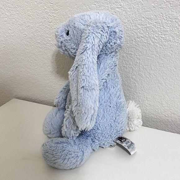 Little Jellycat Blue Bashful Bunny Rabbit Rattle Chime Plush Stuffed Animal 12" - Picture 6 of 12